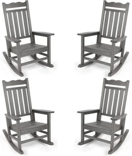 Miniatura 10 de Stoog Mecedora para patio, para todo tipo de clima, soporte de peso de 400 libras, nunca se decolora ni se pudre, para patio trasero, hoguera, Teca