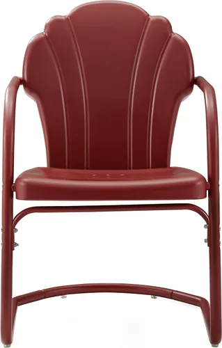 Miniatura 4 de Crosley Furniture Tulip - Juego de 2 sillas para exteriores, sillas de patio de metal retro para comedor, porche, terraza, balcón, satén rojo oscuro