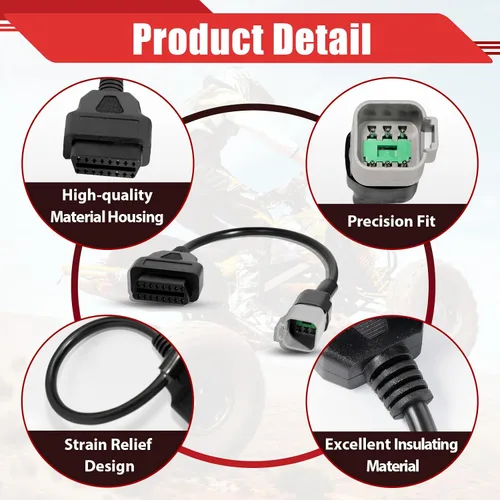 Miniatura 6 de Cable adaptador OBD2 de 6 pines a 16 pines para BRP, compatible con Bombardier Can-Am ATV UTV motocicleta, OBD1 a OBD2 conector de diagnóstico