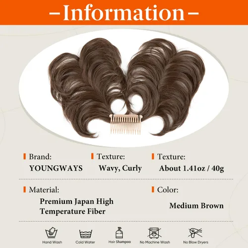 Miniatura 85 de Postizo de Cabello de Moño Desordenado Peine Lateral Clip en Moño de Cabello Postizo para Mujeres Corto Natural Liso Estilos Versátiles Ajustables