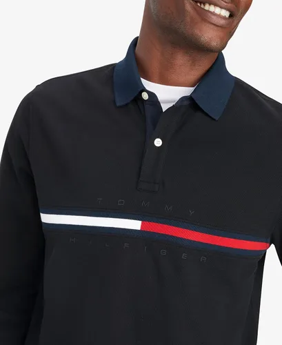 Miniatura 3 de Tommy Hilfiger Men's Long Sleeve Flag Polo Shirt in Regular Fit