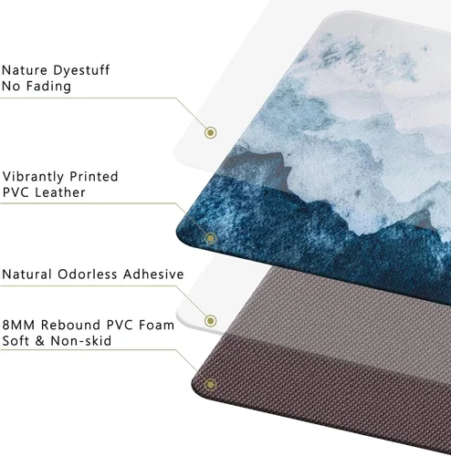 Miniatura 7 de Alfombrillas de cocina QIYI, de piel de PVC, seguras, lavables, antideslizantes, impermeables, acolchadas, fáciles de limpiar, Casual, Acuarela
