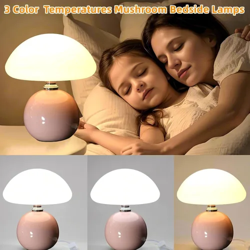Miniatura 2 de Lámpara de hongo para dormitorio, sala de estar, lámparas de mesa de hongos para mesitas de noche, lámpara de mesa pequeña de escritorio de 3