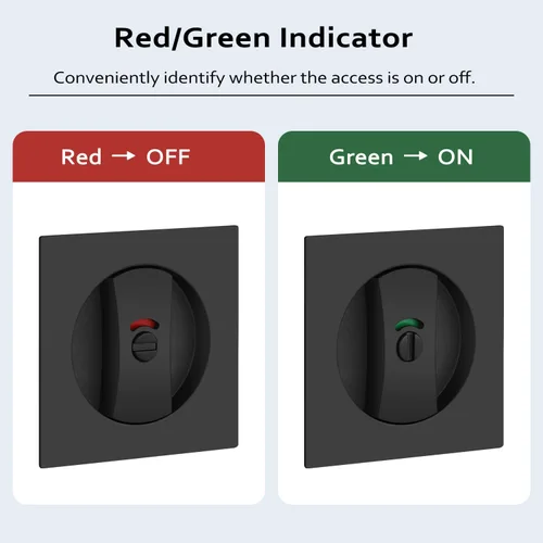 Miniatura 4 de Paquete de 1 herrajes para puerta de bolsillo con indicador rojo-verde, manijas de puerta de bolsillo de privacidad negras