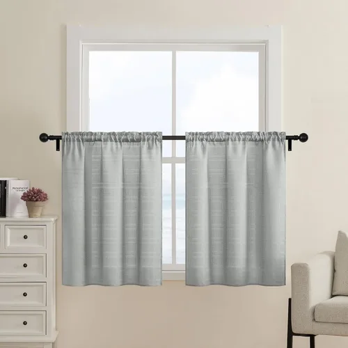 Miniatura 13 de Home Queen Cortinas de baño repelentes al agua para ventana pequeña, cortinas cortas de media ventana, bolsillo para barra de 2 pulgadas, 30