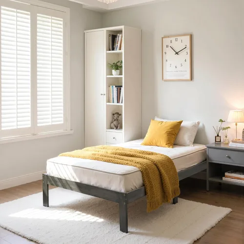 Hokway Marco de cama individual de madera, no se tambalea, sin ruido, fácil montaje con agujeros precisos, soporte de listones de madera de 12