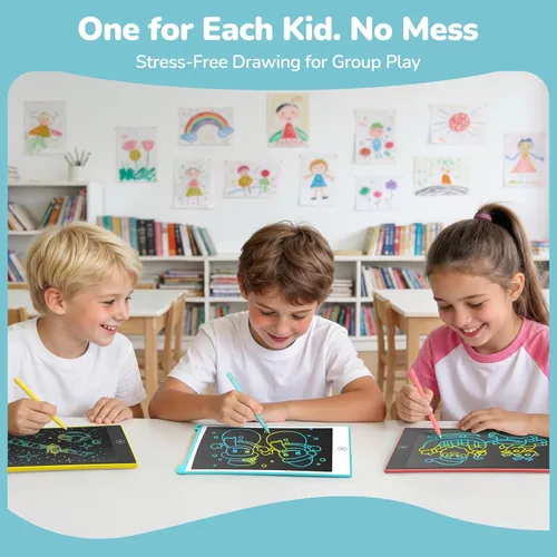Miniatura 3 de TECJOE - Set de tableta de escritura LCD, tableta de dibujo colorida de 8.5 pulgadas para niños, juguetes de juegos de viaje para niños, actividades