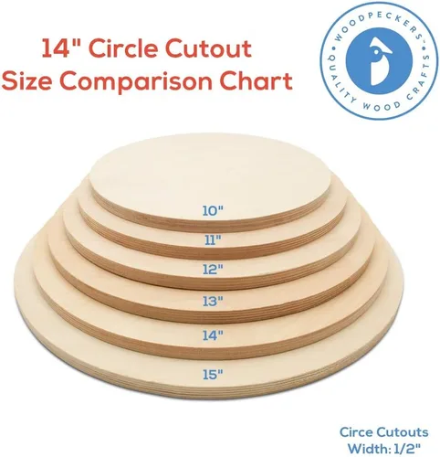 Miniatura 5 de Círculos de madera 14 pulgadas 1/2 pulgada de grosor, placas de abedul sin acabado, paquete de 3 círculos de madera para manualidades y rondas
