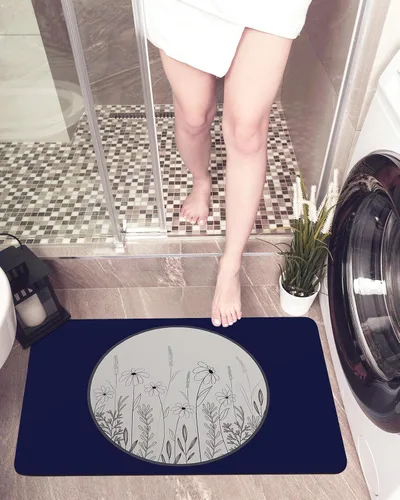 Miniatura 5 de Tapete de baño de flores vintage para bañera, antideslizante, de secado rápido y absorbente, tierra de diatomeas, cocina, ducha, fregadero, lavable