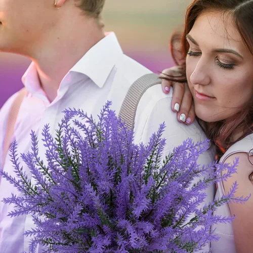 Miniatura 6 de Ouddy Decor 24 Manojos de Flores Artificiales de Lavanda Falsas Plantas de Plástico para Hogar Boda Cocina Jardín Patio Caja de Ventana Mesa