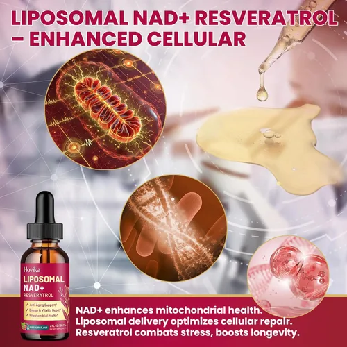 Miniatura 5 de Suplemento NAD liposomal - 1200mg de NAD+ en gotas líquidas para mujeres y hombres con resveratrol, extracto de pimienta negra - Apoyo
