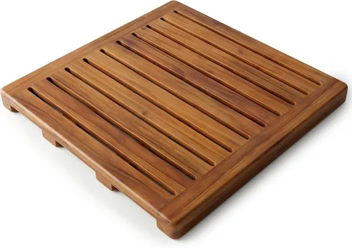 Alfombra de ducha de madera de acacia 21x21 pulgadas de Demigo, lujosa alfombra de baño antideslizante para baño, bañera, ducha, spa, jardín, hogar,