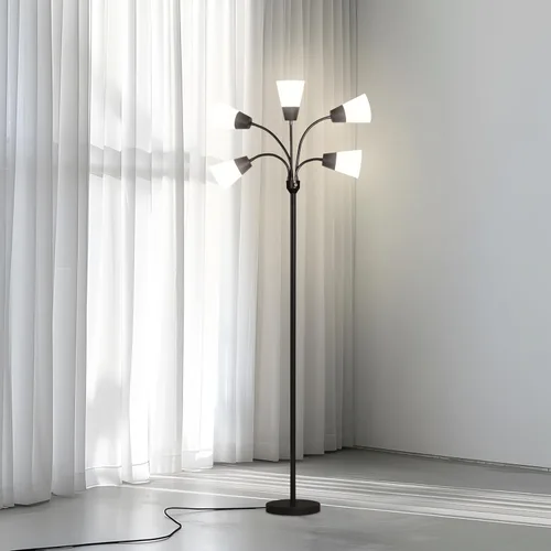 Miniatura 9 de Brightech Medusa - Lámpara de pie LED moderna – Lámpara de pie de múltiples cabezales para salas de estar y oficinas – Lámpara alta con pantalla