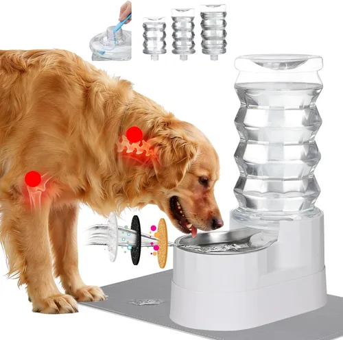 RIZZARI Dispensador automático de agua para mascotas, dispensador de agua de acero inoxidable por gravedad, 100% sin BPA, alimentador de agua de