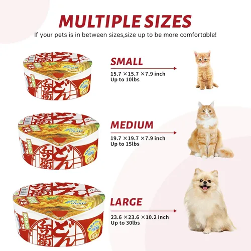 Miniatura 6 de 寵幸 Ramen Noodle Cama para Perros y Gatos, Nido Creativo Mantiene el Calor y Super Suave para Gatos de Interior, Cojín Desmontable y Lavable para Rojo