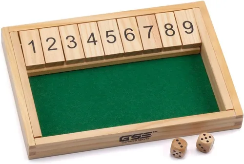 Chess and games shop Muba Wooden 9# Shut The Box - Mini juego de viaje - Familia simple y divertida, juego de mesa para fiestas