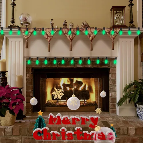 Miniatura 4 de Oviejo Paquete de 25 bombillas de repuesto C7 para luces navideñas, bombillas LED verdes C7 para luces de cadena navideñas, bombillas vintage C7 E12