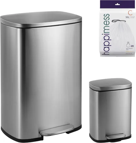 Miniatura 17 de happimess HPM1006C Connor - Bote de basura rectangular con tapa de cierre suave y mini bote de basura gratis, moderno a prueba de huellas dactilares