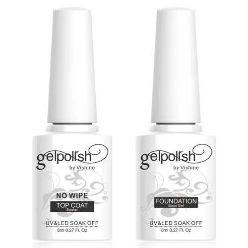 Miniatura 7 de Vishine Manicura Francesa Gel de Uñas Blanco Francés Rosa Pálido Juego de 4 Piezas, Gel UV LED Capa Base Capa Superior Kit de Inicio