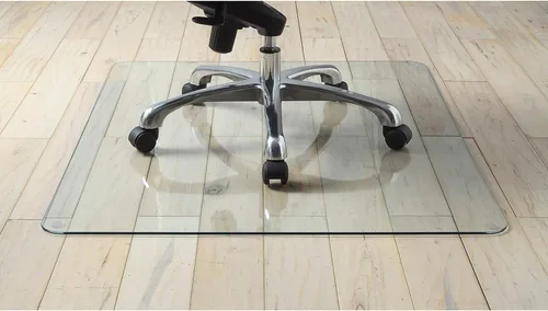 Miniatura 3 de Lorell Alfombrilla de vidrio templado para silla, 44 pulgadas de ancho x 50 pulgadas de profundidad x 0.25 pulgadas de grosor, transparente, 1 unidad