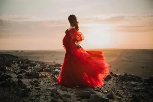 Miniatura 7 de Vestidos de maternidad de tul para sesión de fotos, batas de hombros descubiertos, manga larga, lencería nupcial, baby shower, vestidos de embarazo