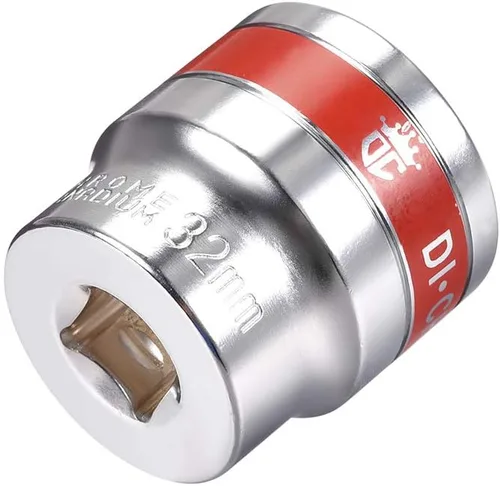 Miniatura 12 de uxcell Unidad de 1/2 pulgada por enchufe poco profundo de 0.315 in con banda roja, Cr-V, 6 puntos, métrico