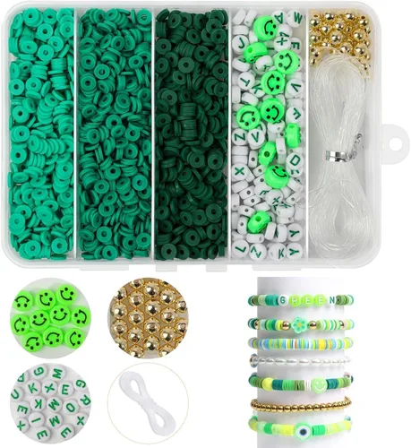 Miniatura 15 de 3500 cuentas de arcilla multicolor para hacer pulseras, cuentas de arcilla polimérica Heishi de 0.236 pulgadas, disco redondo plano para fabricación