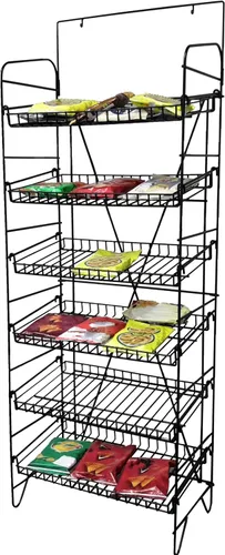 FixtureDisplays® Pantalla de alambre para papas fritas, aperitivos, cajas de alimentos envasados, frascos, latas, bebidas, camisetas de cerveza