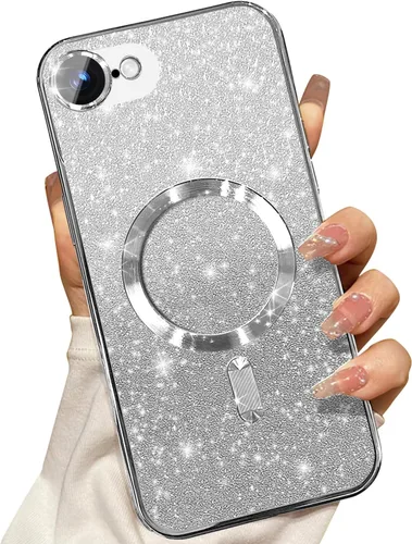 Miniatura 37 de Misscase Funda magnética compatible con iPhone 14 con purpurina y protector de lente de cámara, protección completa, compatible con MagSafe