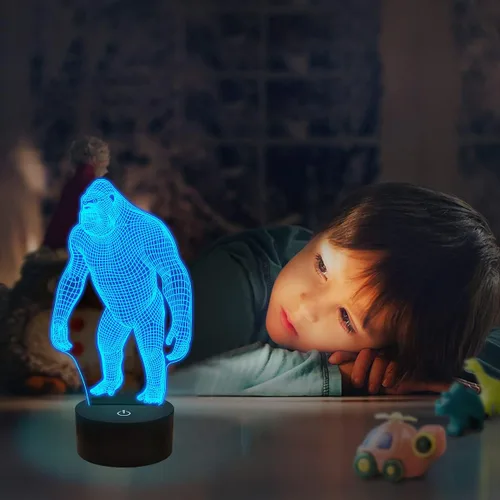 Miniatura 5 de 3D Night Light Ape Gorilla LED Luz nocturna para bebé guardería mono lámpara para habitación de los niños decoración del hogar regalos de Navidad