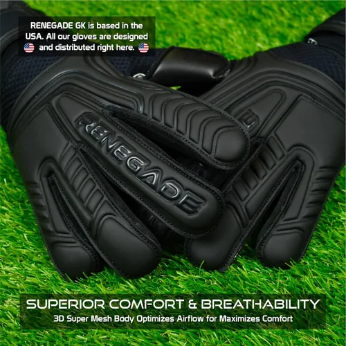 Miniatura 3 de Guantes de portero Renegade GK Vulcan con protección antimicrobiana (tallas 6-11, 4 estilos, nivel 3) Protectores de dedos Pro-Tek y agarre Hyper