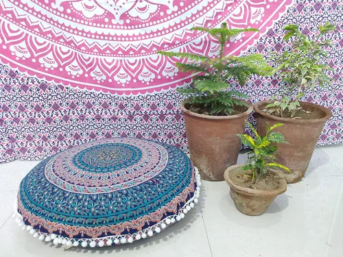 Miniatura 33 de CRAFT KALA Funda de cojín con diseño de mandala, funda de cojín para asiento, hippie, decorativo, bohemio, otomano, de algodón, indio, para sala