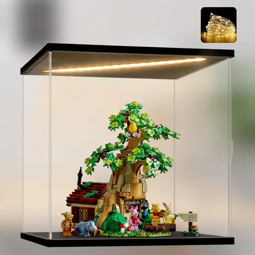 Miniatura 10 de Vitrina de acrílico transparente premium con iluminación LED – Escaparate a prueba de polvo con protección UV para máscara Lego Venom 76187, cascos