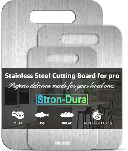 Miniatura 9 de Stron-Dura - Tabla de cortar de acero inoxidable 304 de grado alimenticio para cocina, para cortar carne, frutas, verduras, exteriores o interiores