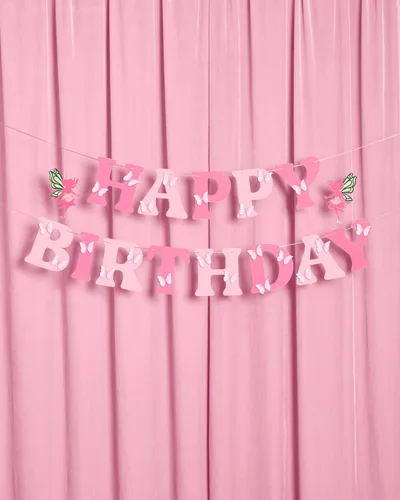 Miniatura 7 de xo, Fetti Cartel de cumpleaños de hadas de jardín – Juego de pancartas de mariposa 3D Decoraciones de fiesta de niños, cumpleaños de fiesta de té