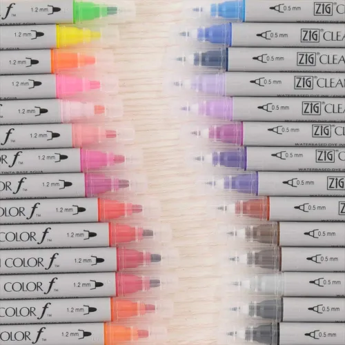 Miniatura 3 de Kuretake ZIG CLEAN COLOR f, 0.020 in y 0.047 in, certificado AP, sin olor, libre de xileno, apto para papel oscuro, perfecto para ilustrar, dibujar