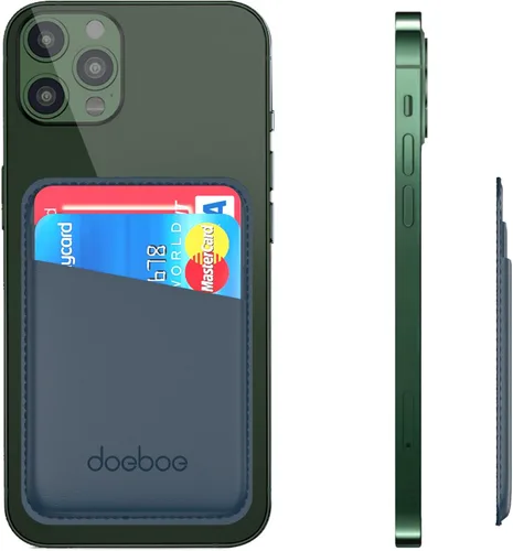 doeboe Tarjetero de cuero para la parte posterior del teléfono, funda de cartera fuertemente adhesiva, para todos los teléfonos inteligentes