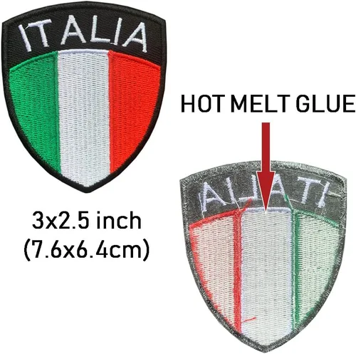 Miniatura 2 de 2 piezas de parche de bandera de escudo de Italia bordado, apliques bordados para coser en escudo italiano, emblema nacional para chaquetas, jeans