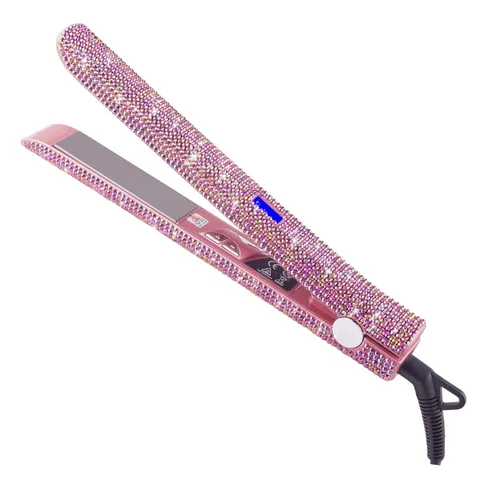 Miniatura 8 de DORISILK Plancha plana de titanio para cabello, plancha de pelo a alta temperatura de 480 °F, plancha aplanadora con diamantes de imitación, Ab