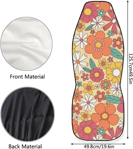 Miniatura 7 de Groovy Hippie Flower - Fundas de asiento de automóvil con diseño floral de los años 70 y 80 para asientos delanteros, paquete de 2 protectores