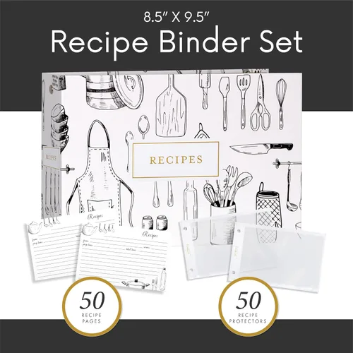 Miniatura 2 de Jot & Mark Carpeta de recetas para tarjetas 4x6 — Receta de vajilla culinaria de 3 anillos 6 Customizable Tab Dividers for 8.5x11 3-Ring Recipe