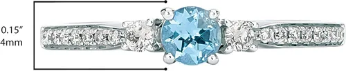 Miniatura 3 de LeVian - Anillo de tres piedras de oro rosa o blanco de 14 quilates, piedra preciosa redonda y diamante de 16 quilates (color H-I, claridad VS2-SI1)