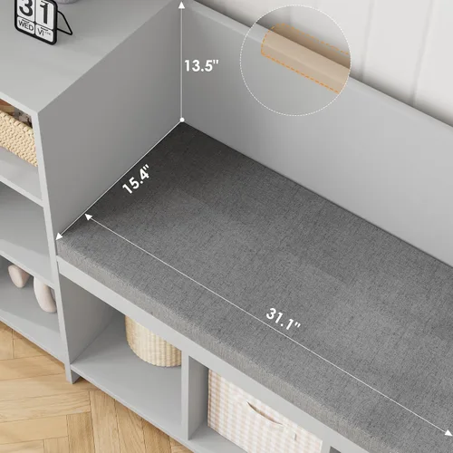 Miniatura 4 de HOSTACK Rincón de lectura para niños de 67 pulgadas de ancho con organizador de almacenamiento de juguetes, estantería grande para niños con caja