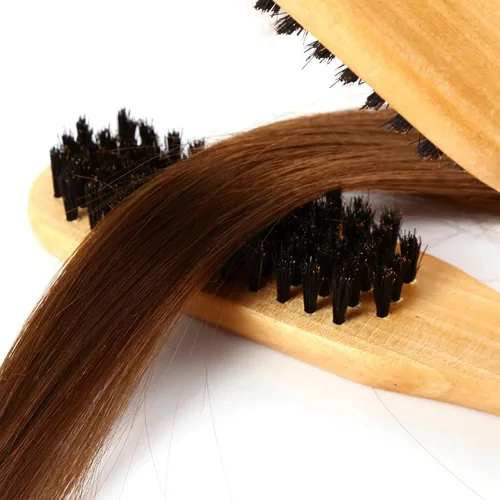Miniatura 6 de Cepillo profesional en forma de V para enderezar el cabello, herramientas de peinado cerdas de jabalí Cepillo de doble cara Abrazadera de peine