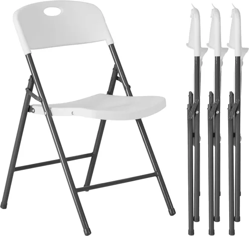 Miniatura 12 de Simple Deluxe Paquete de 2 sillas plegables con asientos acolchados de cuero y marco de metal duradero, plegables, portátiles, asiento para eventos