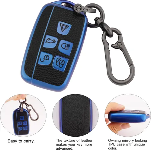 Miniatura 4 de EKALA Funda para Llavero de TPU Suave de Protección Completa con Keychain, Azul, Azul