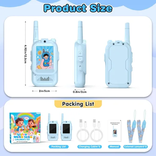 Miniatura 6 de Walkie Talkies de Video para Niños, Paquete de 2 Walkie Talkies FaceTime con Cámara HD y Cambiador de Voz para Niños y Niñas para Juegos Familiares