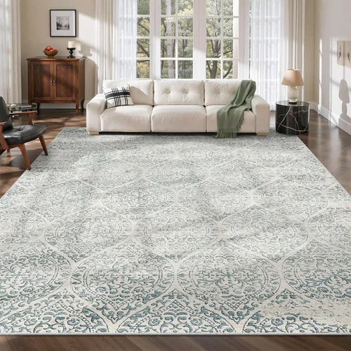 Miniatura 21 de Soalmost Alfombras de área de 5 x 7 pies para sala de estar, alfombras lavables florales beige para comedor, dormitorio, oficina en casa, alfombra