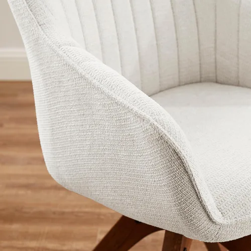 Miniatura 7 de Art Leon Silla de Escritorio Sin Ruedas, Silla de Oficina Moderna de Mediados de Siglo, Silla Giratoria de Acento con Patas de Madera de Roble