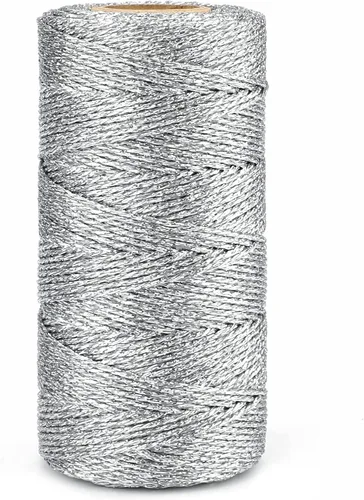 Miniatura 10 de jijAcraft cuerda de oro de 328 pies - hilo de oro metálico de 1.5 mm para envolver regalos sin estiramiento - cordón brillante dorado para envolver